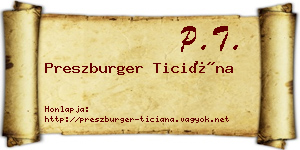 Preszburger Ticiána névjegykártya